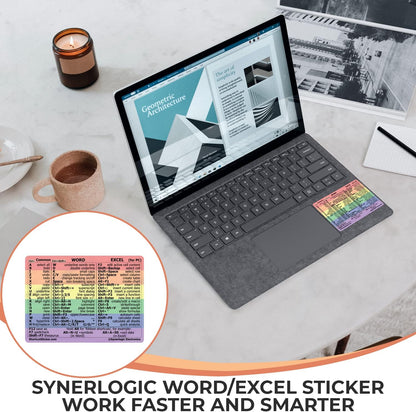 Word/Excel Windows Shortcut Sticker | Reference Guide Keyboard Shortcut Sticker | Work from Home Essentials | Excel Shortcuts Cheat Sheet Laminated No-Residue Vinyl (Rainbow/Small, 1Pc)