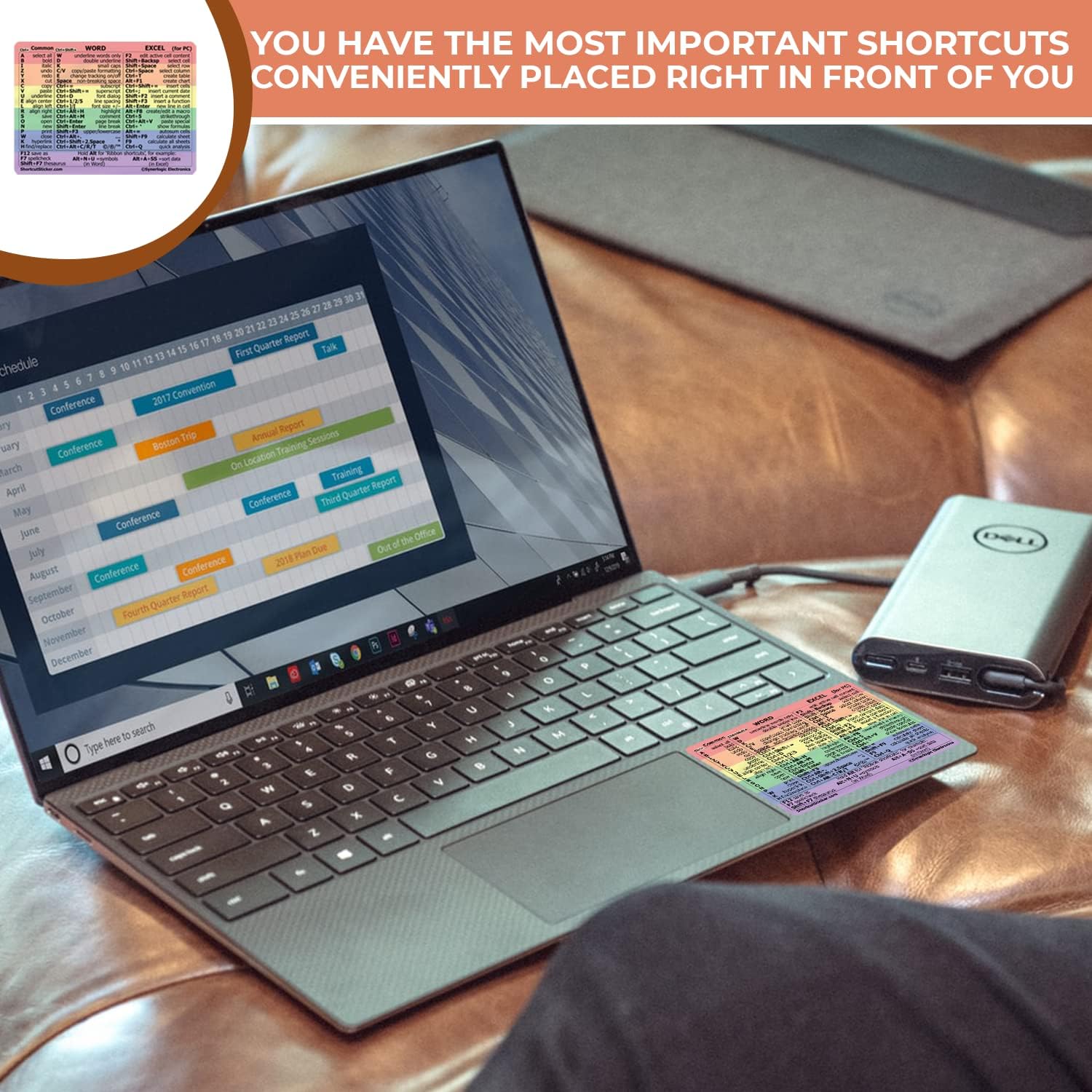 Word/Excel Windows Shortcut Sticker | Reference Guide Keyboard Shortcut Sticker | Work from Home Essentials | Excel Shortcuts Cheat Sheet Laminated No-Residue Vinyl (Rainbow/Small, 1Pc)