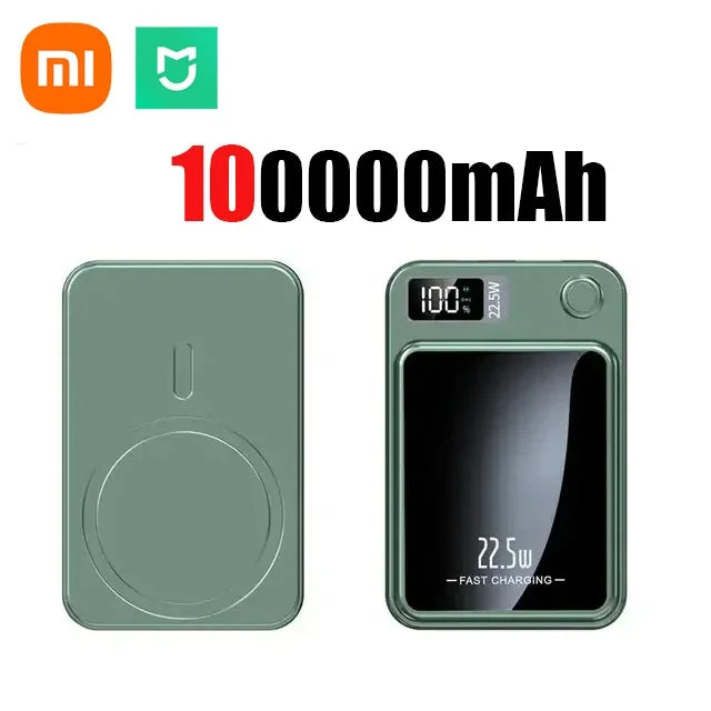 Xiaomi 100000Mah Magnetic Wireless Power Bank Fast Charger for Magsafe Portable Auxiliary Battery Pack for Iphone Huawei Samsung