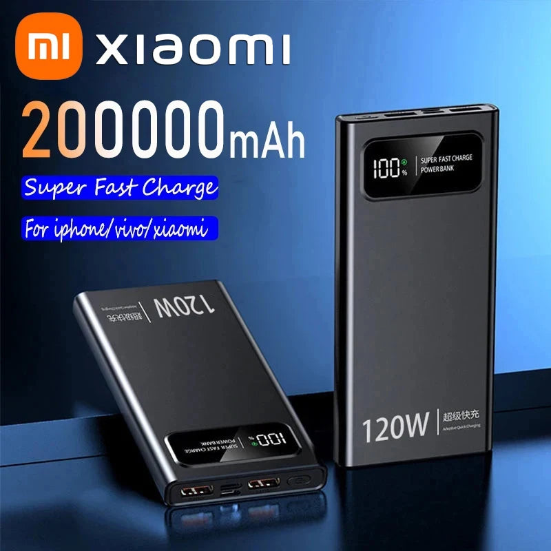 Xiaomi 200000Mah 120W Power Bank Super Fast Charging Battery High Capacity Digital Display Power Bank for Iphone Samsung Huawei