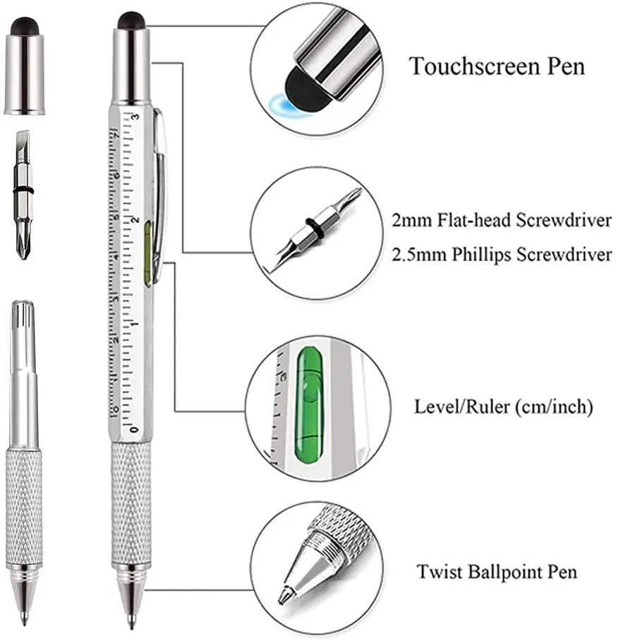 Multifunctional  Capacitive Pen with Screwdriver Ruler Level gauge Refillable Ballpoint Pencil Multi Tools